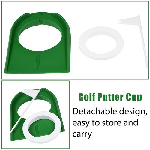 joaoxoko 4 Pack Golf Practice Cups with Flags - Portable Indoor/Outdoor Putting Green for Office & Home, Professional Training Aid with Thin-Edge Design, Stress Relief Game for Adults (Green 4pcs)