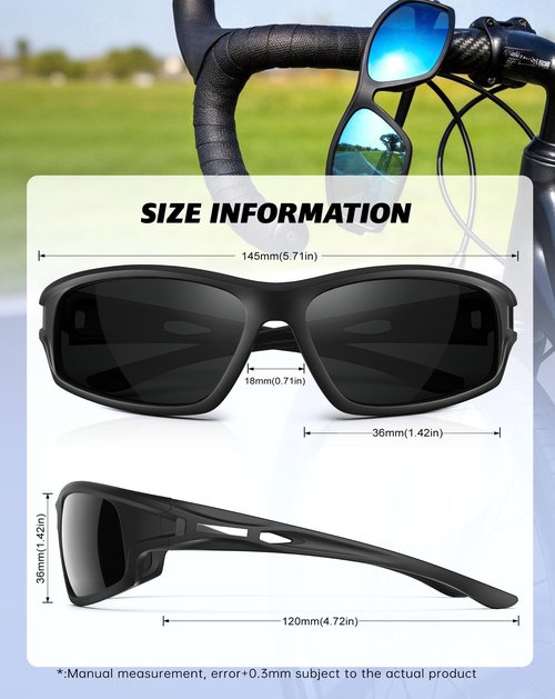 KALIYADI Polarized Sunglasses-Men Sports Sun-Glasses: Mens Sunglasses UV400 Protection for Running Fishing Golf