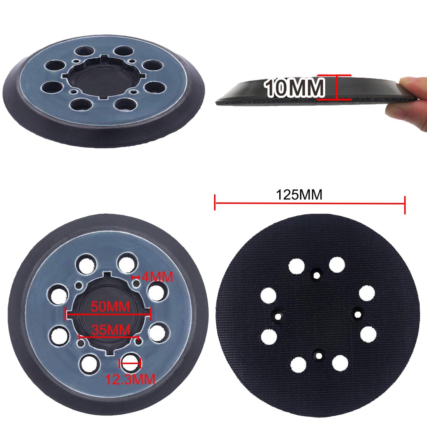 2 Pack Sander Pad for Dewalt 5" 8 Hole Hook and Loop Orbital Sander Pad Replacement for DeWalt DWE6421 6421K DWE6423 6423K DCW210B Replace Part# DWE64233 & N329079 (4 Screw Holes)