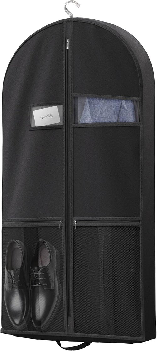 Lazebox 43" Travel Garment Bag - Heavy Duty Suit Bag for Suits, Tuxedos & Dresses | Black, 1 Pack