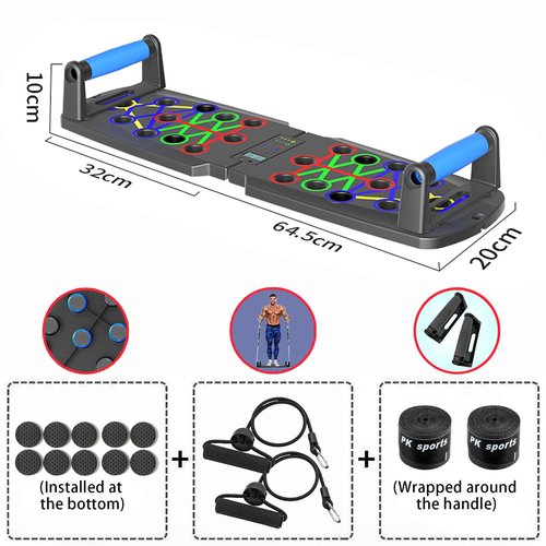 FumyFumy Push Up Board for Men, Push Up Bar at Home Workout Equipment, Pushup Handles Home Gym Exercise Fitness Equipment Portable Foldable with Counter, Wrist guards and 2 Resistance Bands