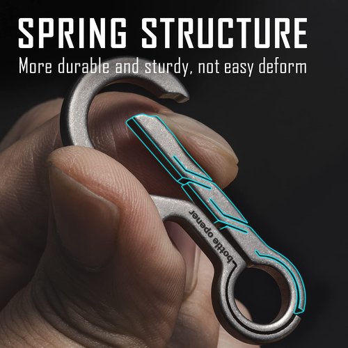 KeyUnity KM01 Titanium EDC Keychain Clip with Bottle Opener, Quick Release Carabiner Key Ring Holder for Men (KM01 (Sandblasted))
