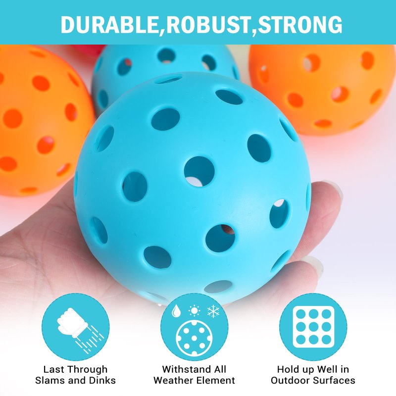 20 Pack Premium 40-Holes Multicolor Outdoor Pickleball Balls, USAPA Approved Pickleball Ball with Bag, Perfectly Balanced, High Bounce True Flight, Outdoor Pickleballs Set for Beginners Professionals