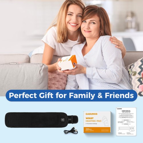 Wrist Heating Pad, Heated Wrist Wrap for Pain Relief, Heated Wrist Brace with 30 Mins Auto-Off, 3000mAh Battery, 3 Heating Modes(Black)