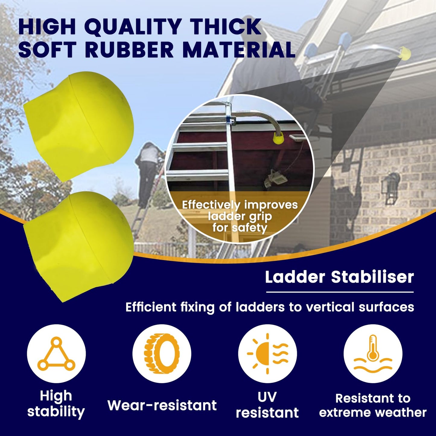 Ladder Stabilizer Bumpers for Werner Extension Ladder - Ladder Accessories with Non-Slip Protective Covers - 2 Pack Ladder Standoff End Caps Included