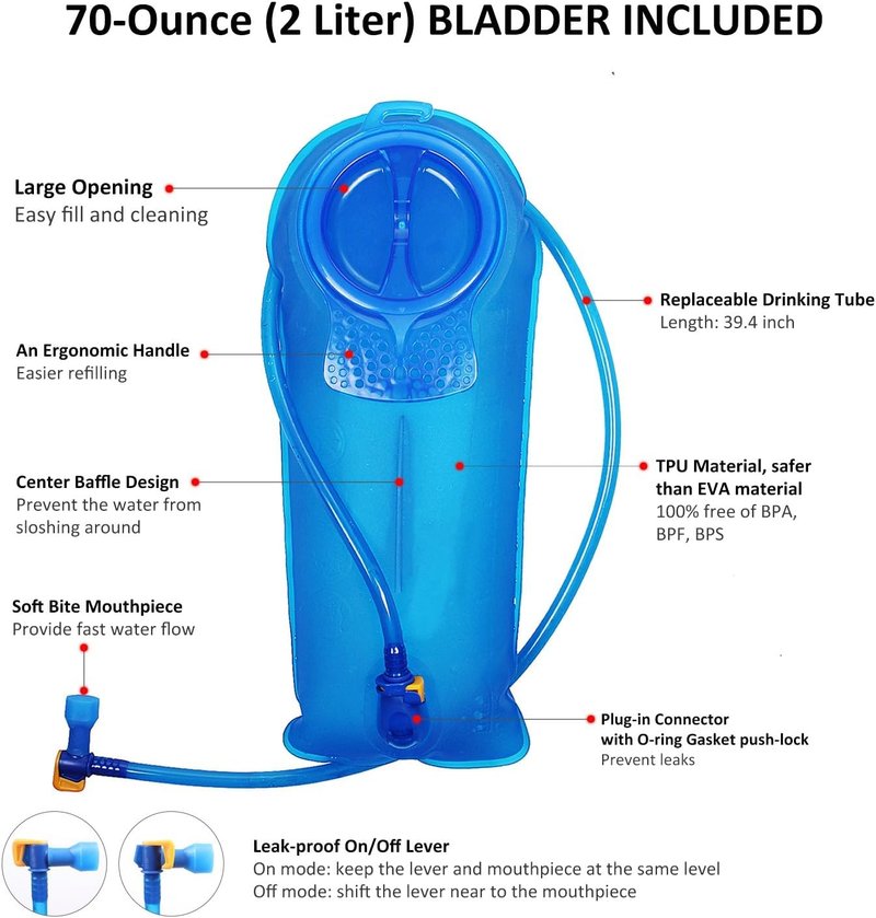 Unigear Hydration Pack Backpack with 70 oz 2L Water Bladder for Running, Hiking, Cycling, Climbing, Camping, Biking (Green)