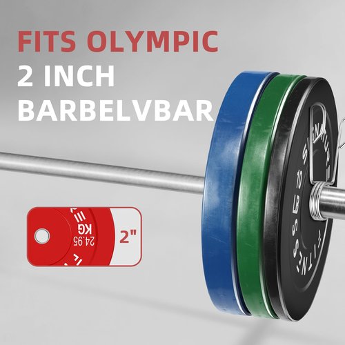 Fitvids 2" Olympic Bumper Plate Weight Plates with Steel Hub – 35LB – 35 lbs – Colored