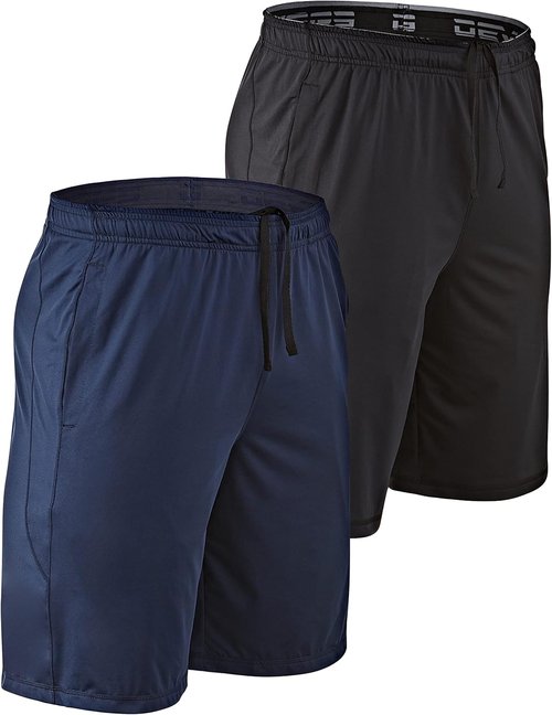 DEVOPS Men's Workout Gym Shorts - 2-Pack Loose-Fit Design with Pockets | 10-Inch Length