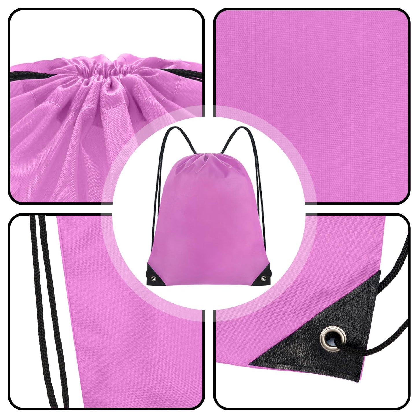 Grneric Drawstring Backpack Bulk 28 PCS Drawstring Bags String Backpack Cinch Bag Sackpack for Men Women Gym (Pink)