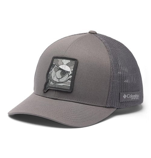 Columbia Unisex PFG Patch Mesh Ball Cap, City Grey/Sunset Fish, S/M