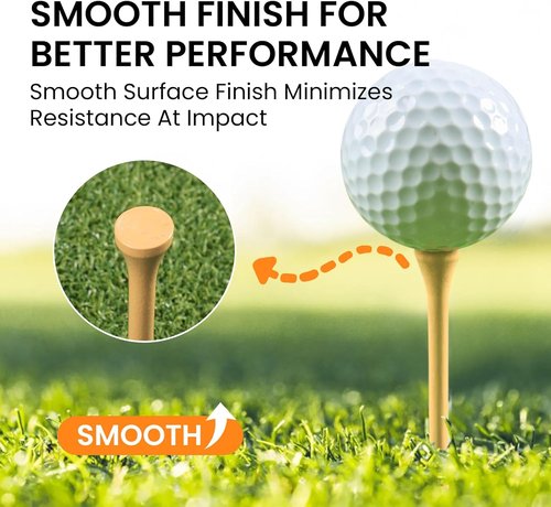 FINGER TEN Bamboo Golf Tees - Durable Wooden Short & Long Tees | 250-2000 Count in Red & Pink