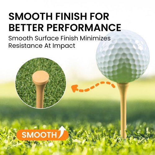 FINGER TEN Bamboo Golf Tees Wood 2 3/4 3 1/4 Inch Wooden Tee Color Bulk 250/500/1000/2000 Count for Men Women Kids (Natural, 250 Count(2 3/4 Inch))