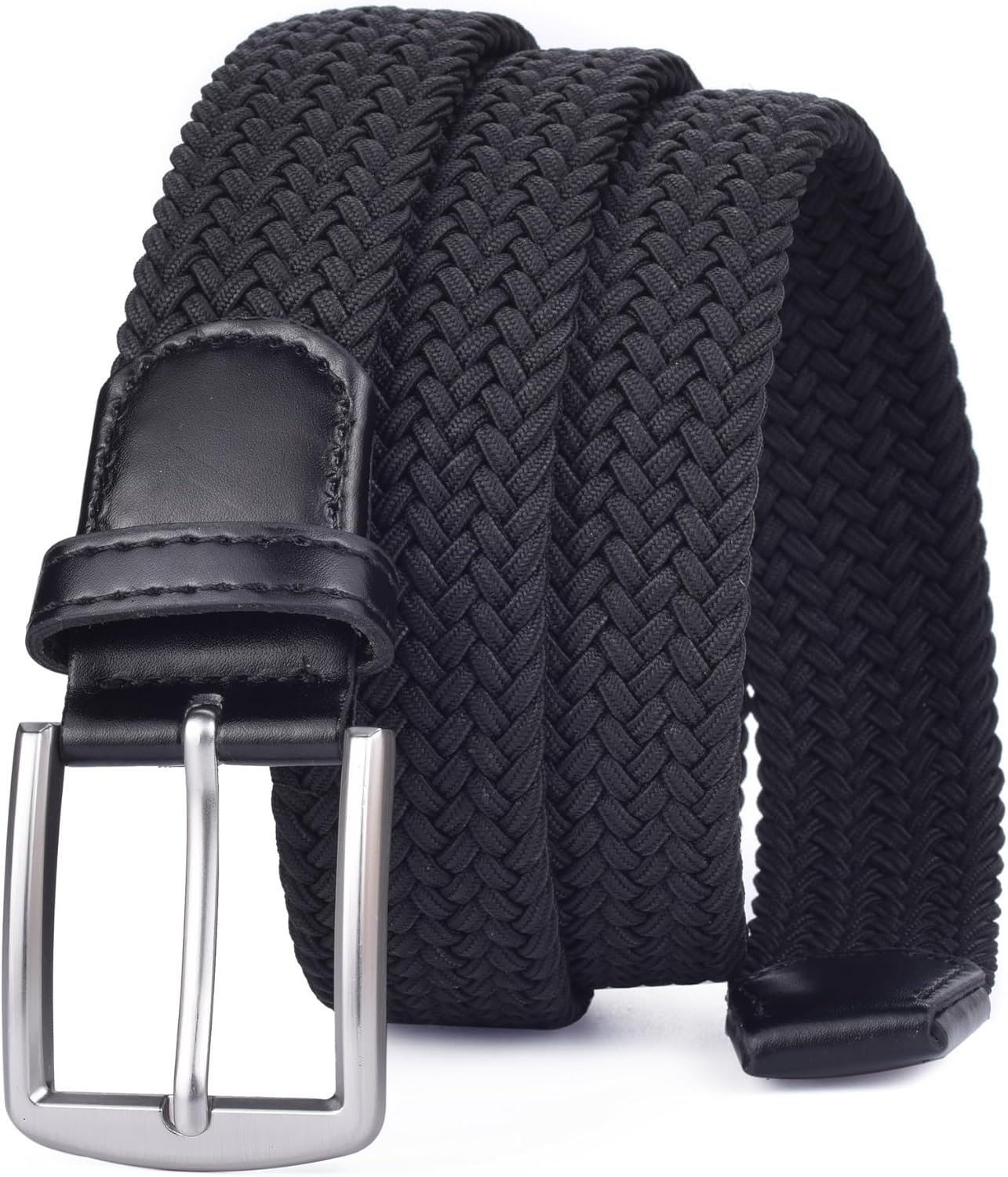 Skiennix Men's Stretch Woven Elastic Braided Belt - 1.3" Wide, Comfortable Fit