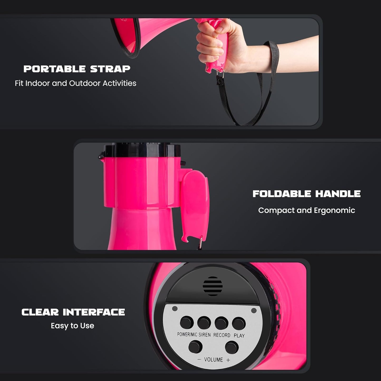 MyMealivos 30W Megaphone - Adjustable Volume Control & Siren - 800 Yards Range for Sports Events