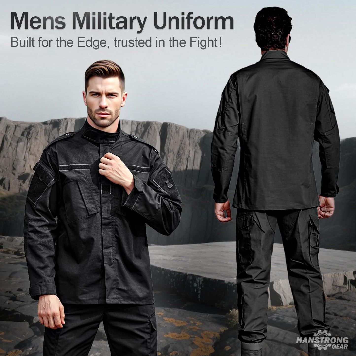 HANSTRONG GEAR Men Tactical BDU Combat Uniform Jacket Shirt & Pants Suit for Army Military Airsoft Paintball Hunting MC (L) (AOR1, X-Large)