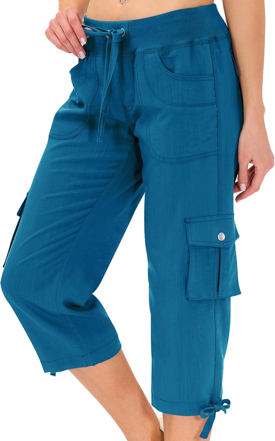 MoFiz Women's Capri Pants - Lightweight Casual Cargo with Pockets for Hiking | Loose Fit & Dressy
