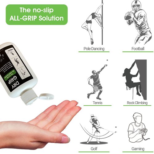 W4W Dry Hands & Pole Grip Solution – Transparent, Non Sticky, Anti-Slip Solution for Pole Dancing, Tennis, Golf and all Sports - Repels Sweat & Moisture from Hands (2 Pack)