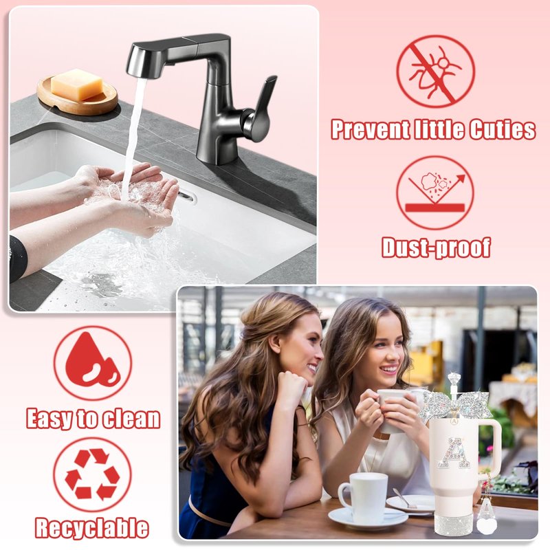 XIANGYUAN Stanley Accessory Set Includes 10mm Straw Cover,Bow Cup Decoration,Personalized Stickers for Water Bottle and Other Accessories,Suitable for 30and40oz Stanley Cup(white A)