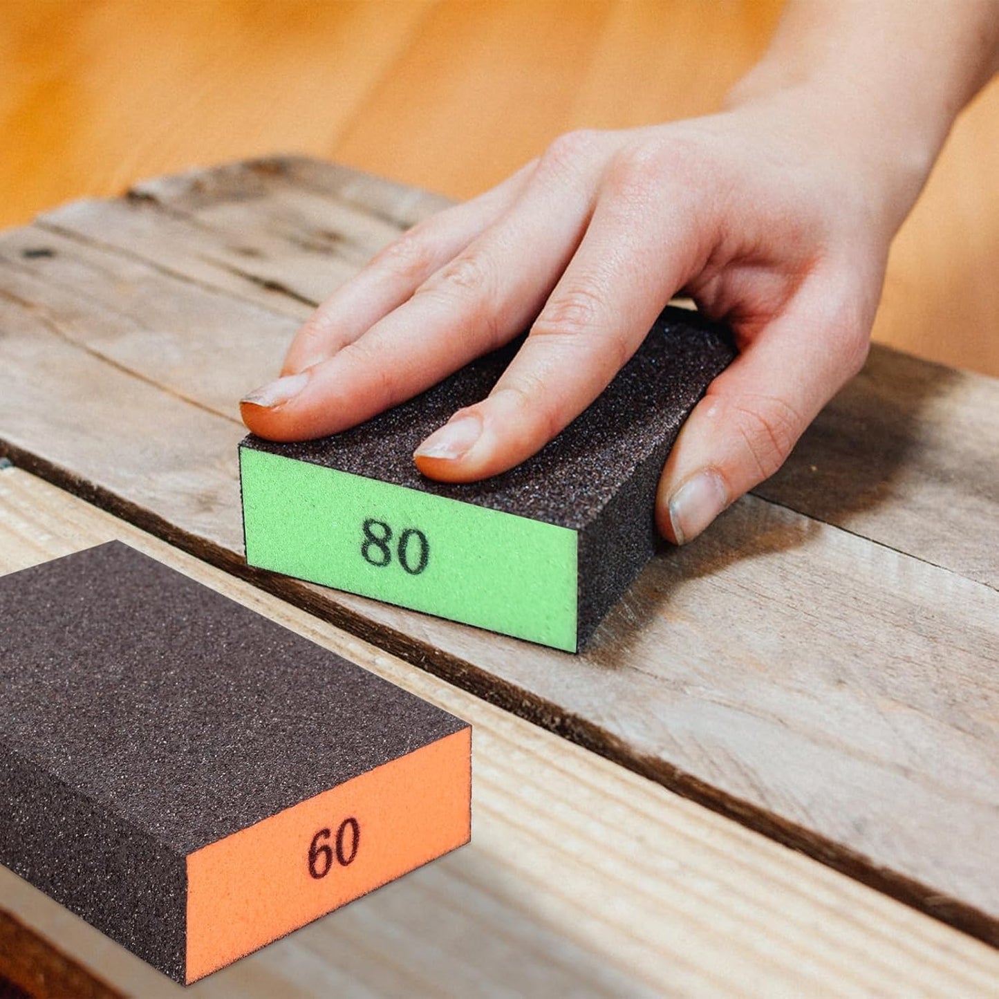 Romeda 12-Pack Sandpaper Block, Four Grits Per Pack 220/180/120/100/80/60, Washable and Reusable Handmade Sanding Sponge, Drywall Sandpaper Blocks for Wooden Drywall Sheetrock and Metal Glazing