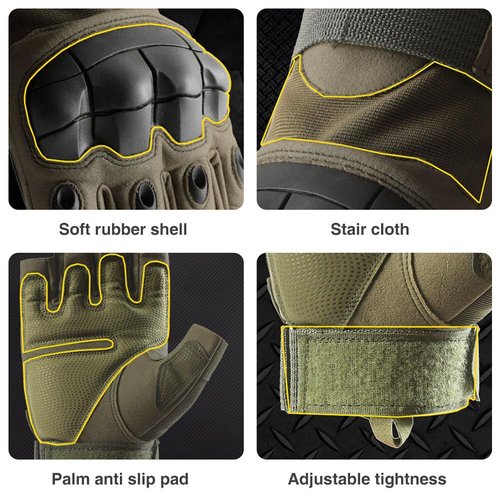 Surakey Fingerless Gloves Men Tactical Gloves for Outdoor Sports Motorcycle Cycling Training Airsoft Shooting Hunting Hiking (Black M)