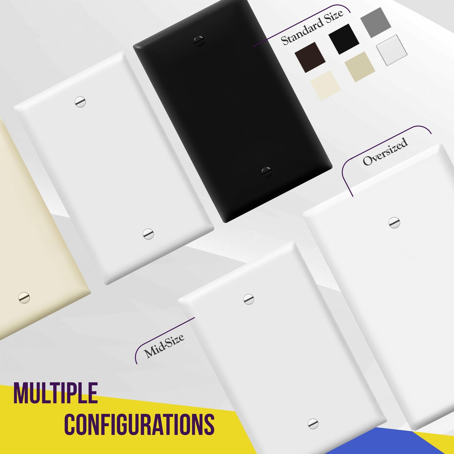 ENERLITES Double Blank Device Wall Plate Cover, Gloss Finish, Standard Size 2-Gang 4.50" x 4.57", Unbreakable Polycarbonate Thermoplastic, 8802-W-4PCS, White, 4 Pack