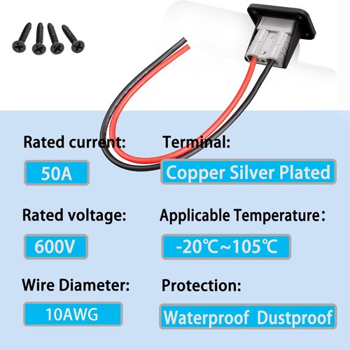 GUIRUIMOON 50A SB50 Heavy Duty Versatile Anderson Connector 10AWG Tinned Copper Wire Quick Connect Universal Kit for Golf Cart Forklift (1 Pack)