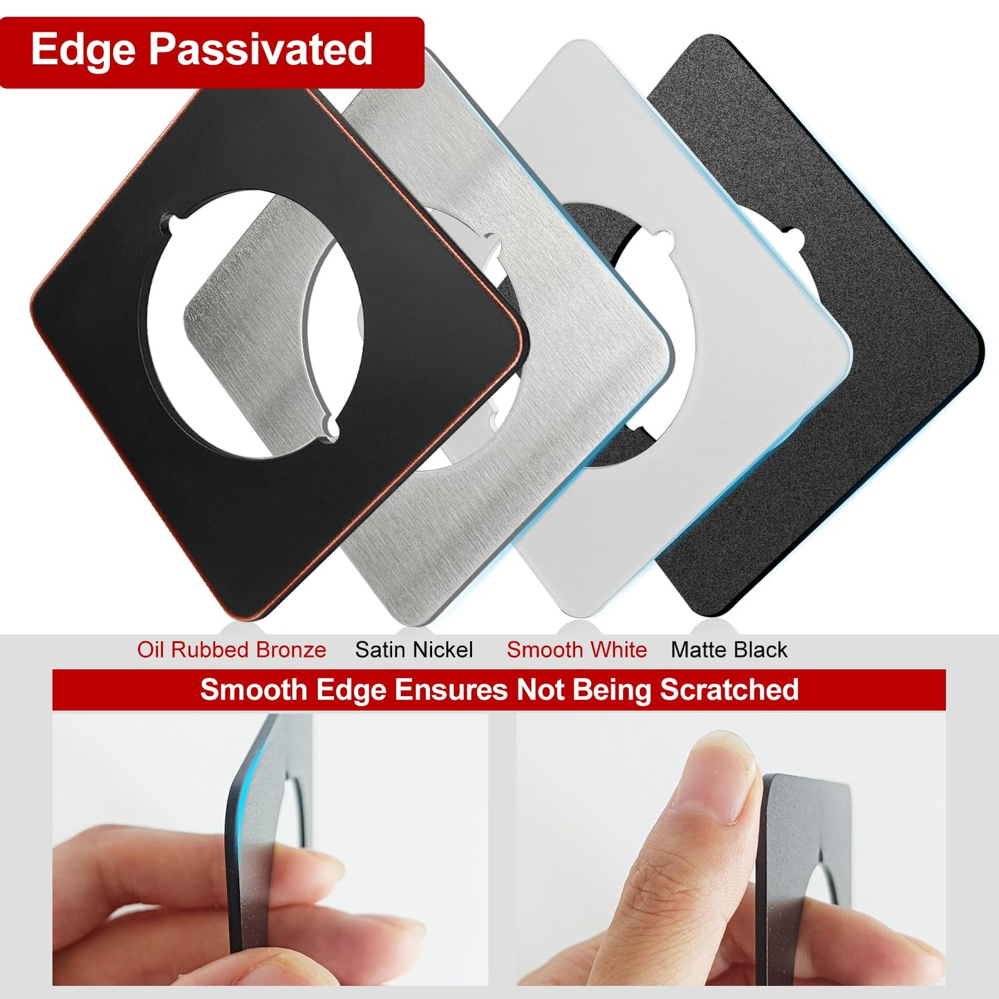 MOSECYOU Door Knob Plates Square Version, White, Thick, Door Reinforcement, Scar Plates for Door Knob/Deadbolt, Door Handle Cover Filler Fixing Repair Backplate (2 Pcs, White)