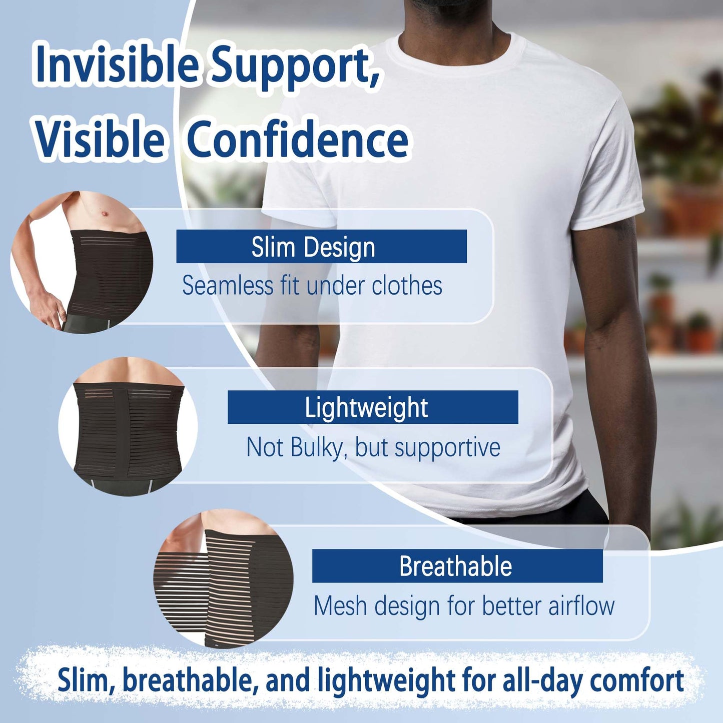 Reian Abdominal Binder for Post Surgery & Postpartum Recovery, Abdomen Hernia Support Belt for Women & Men (Black, X-Large)