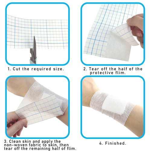 COMOmed 2 Packs Non-Woven Cover Roll Stretch Tape, Breathable Non-Woven Roll Tape Cohesive Wrap Bandages with Latex-Free Adhesive, 4" x 10 Yards
