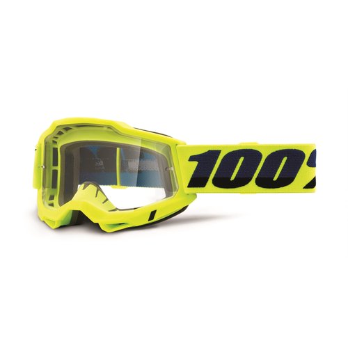 100% Accuri 2 OTG Mountain Bike & Motocross Goggles - Sports Goggles for Motocross & Dirt Bike Riding - Yellow, Clear Lens