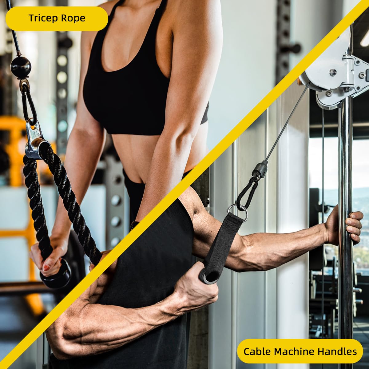 sunmeg Cable Machine Accessories for Home Gym, Triceps Press Down Cable Machine Attachments, LAT Pull Down Attachments for Weight Fitness