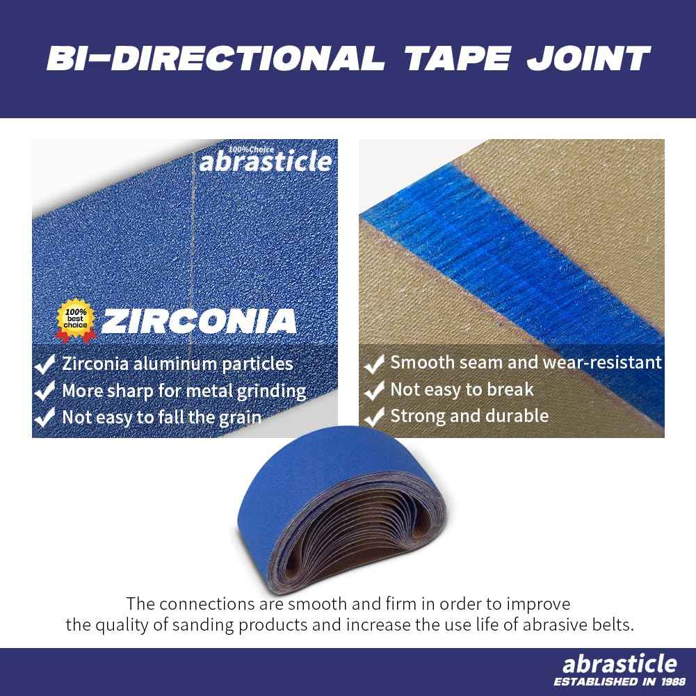 3" x 21" Zirconia Sanding Belts for Metal, 3 x 21 Inch Zirconia Metal Grinding Sand Paper, 16 PCS 4 Each of 60/80/120/240 Assorted Grits