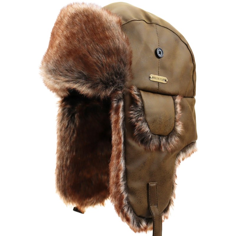 NORTH CLIFF Unisex Winter Trapper Hat Cold Proof Keep Warm Hat with Ear Flaps for Hunting Skiing Trooper Winter Outdoor Activities(Matte Light Brown 59cm)