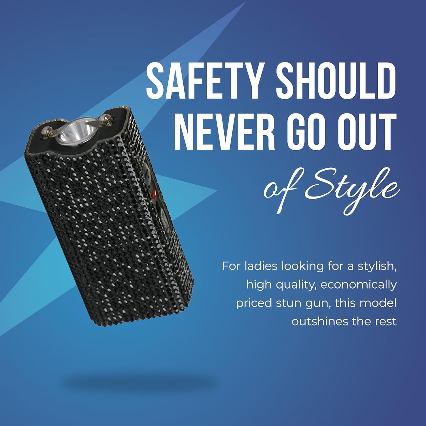 Streetwise Rhinestone Stun Gun Keychain - Compact Rechargeable Flashlight with Holster & Keyring for Women's Safety
