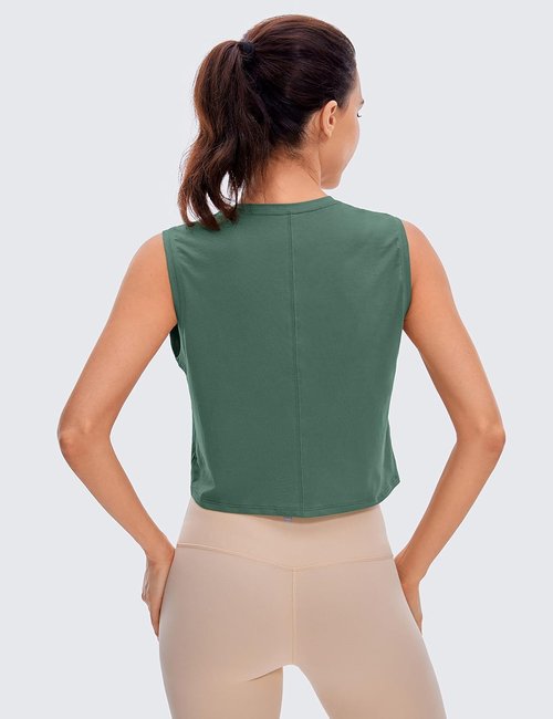 CRZ YOGA Pima Cotton Cropped Tank - Women's Sleeveless Workout Top | Lightweight & Comfortable