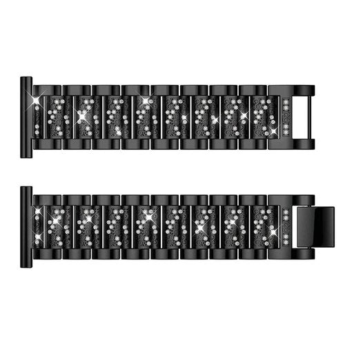 Compatible with Amazfit bip 6 bands, Lamshaw 20mm, 22mm Quick Release Women Jewelry Bling Diamond Metal Dressy Strap Adjustable Replacement Strap Accessories Sports Band Compatible with Amazfit Smartwatch (Black, 20mm size band)