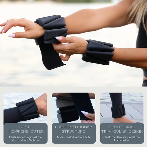 FFLLOOWW Adjustable Ankle & Wrist Weights Set, 2 lbs Each (4 lbs Total), Soft Comfortable Weights for Walking, Pilates, Barre & Home Workouts with Secure Fit for Women & Men