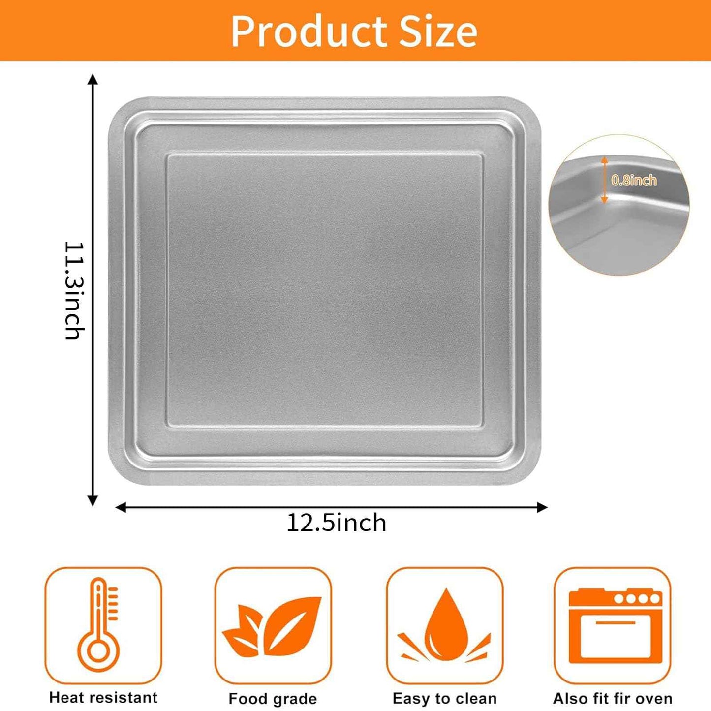 GWBSXM Air Fryer Grill Pan for Emeril Lagasse 26 QT Extra Large Air Fryer, 12.5''×11.3'' Stainless Steel Air Fryer Tray Accessories Grill Plate Crisper Plate Replacement Parts Rack