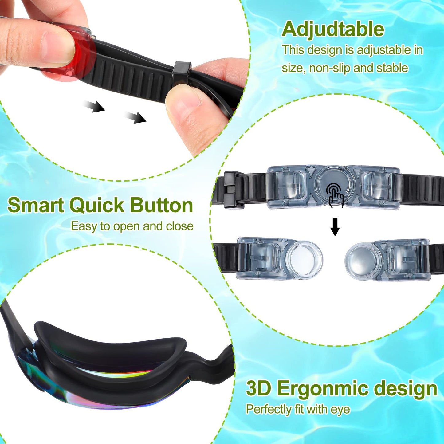 Flutesan 6 Pcs Swim Goggles Swimming Equipment Swimming Goggles Sport Swimming Goggles for Women Men Adult Youth (Neon Color)
