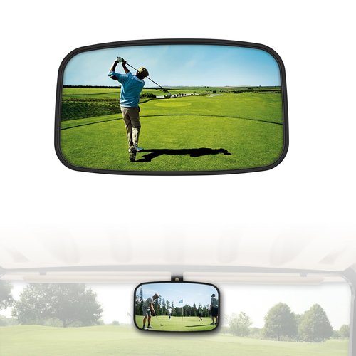 HSUTVXPRO Golf Cart Rear View Mirror, Large Radian Extra Wide Panoramic Center Convex Rearview Mirror for Golf Cart EZGO RXV Club Car Yamaha Accessories, Rear View Mirror Fits for E-Z-GO, Black