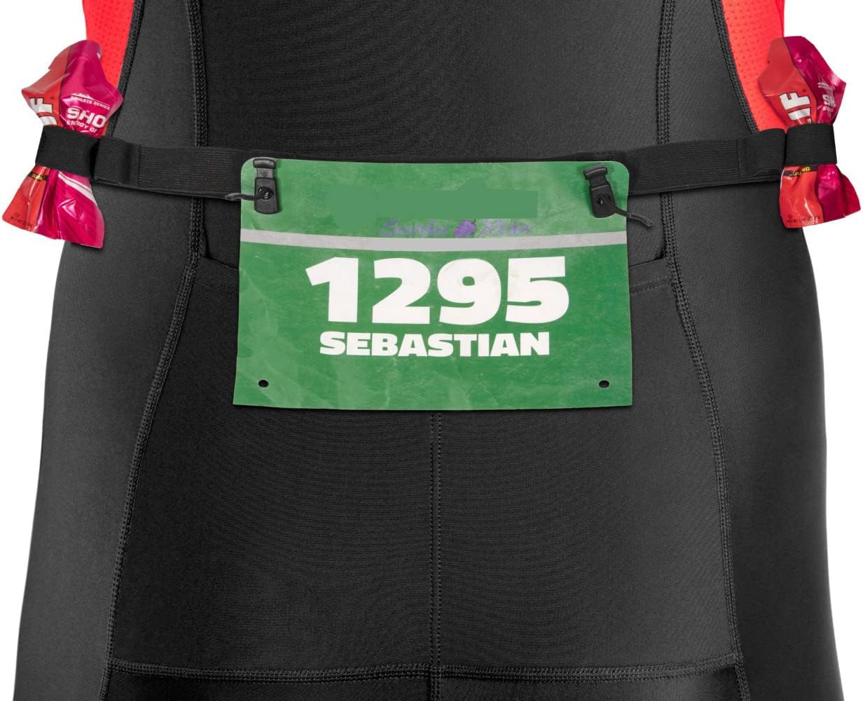 SLS3 Triathlon Race Belt - Lightweight Running Bib Holder with 6 Gel Loops & Toggle Clips | Easy to Use for Triathlons & Marathons