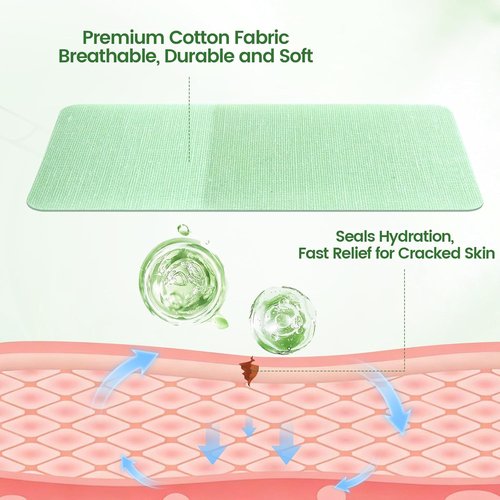 DooWee Aloe Vera Cracked Skin Patches - 50 Large 3x2 Inch Hydrating Bandages for Dry Heels & Hands