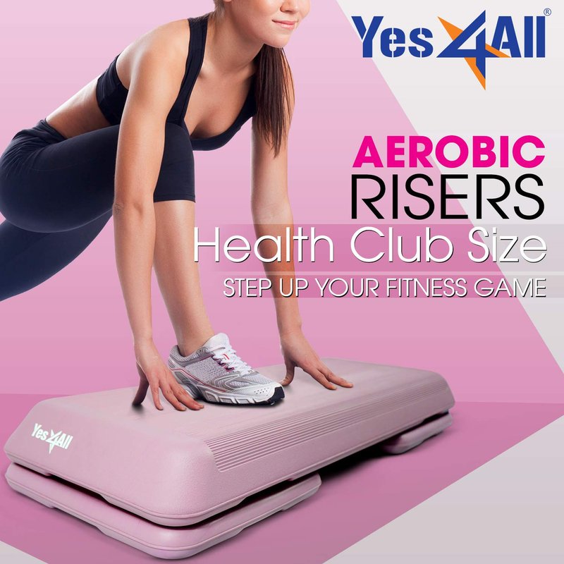 Yes4All Aerobic Step Platform Extra Risers Health Club Size - Pastel Pink - Pair