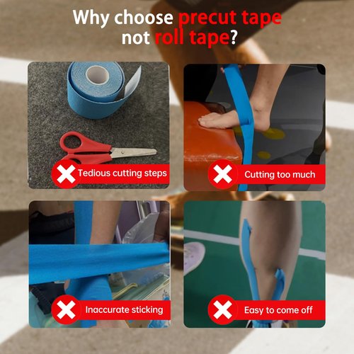 IEADEN Precut Kinesiology Tape for Knees, 10 Pcs, Upgraded, Knee Support & Stability, Knee Pain Relief Athletic Tape - Waterproof & Elastic, Breathable Hypoallergenic Latex-Free Tape, Black