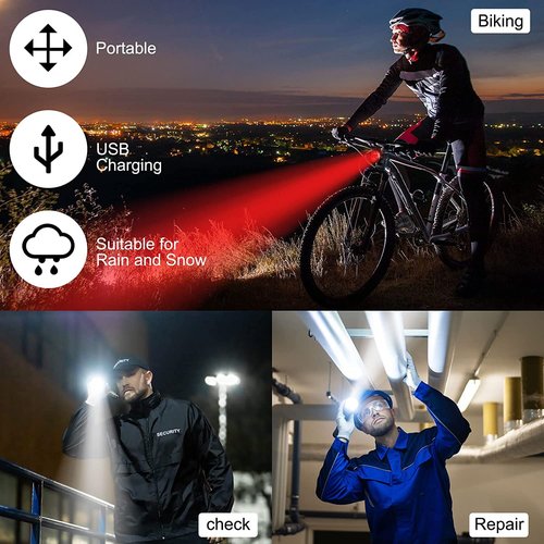 2X Rechargeable Bike Light Sets (Total of 4 Lights: Two Red and Two White), Super Bright Front Headlights and Rear LED Bicycle Lights, 650mah Lithium Batteries,4 Light Mode Options
