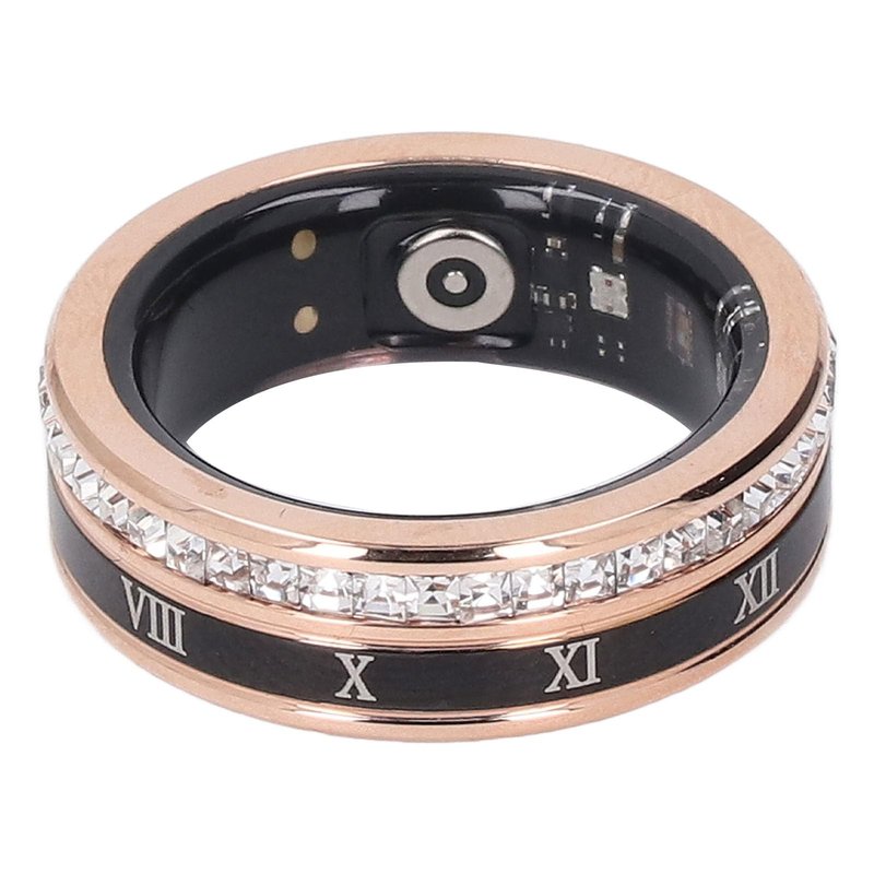 Ring for Women Men, Ti Steel, Roman Numerals Rotatable Health Tracker Ring with Exercise Monitoring, Magnetic Fast Charging, Size 9