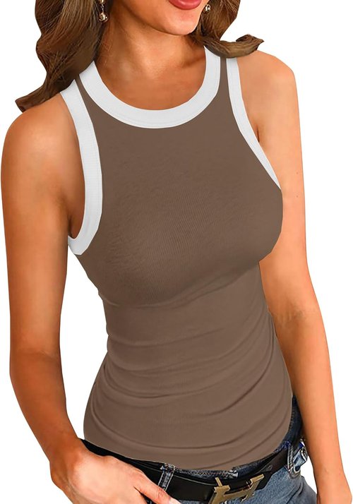 LOLONG Women's Sleeveless Tank Top - Casual Ribbed Knit Shirt for Summer Wear | Comfortable Fit