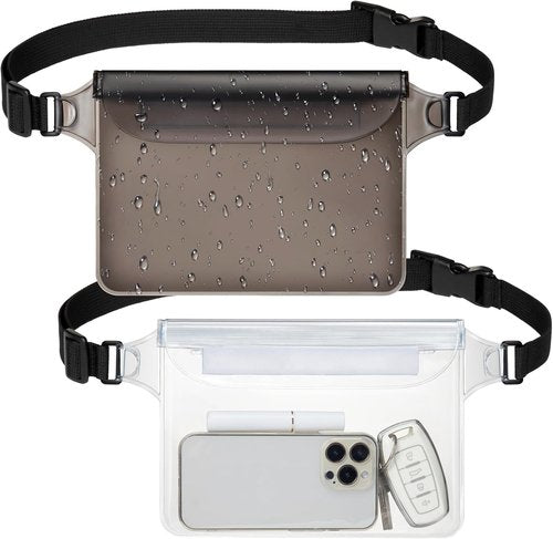 F-color Waterproof Fanny Pack - Adjustable Waist Strap & Triple Zipper Roll-Top Dry Bag for Beach, Kayaking, Boating