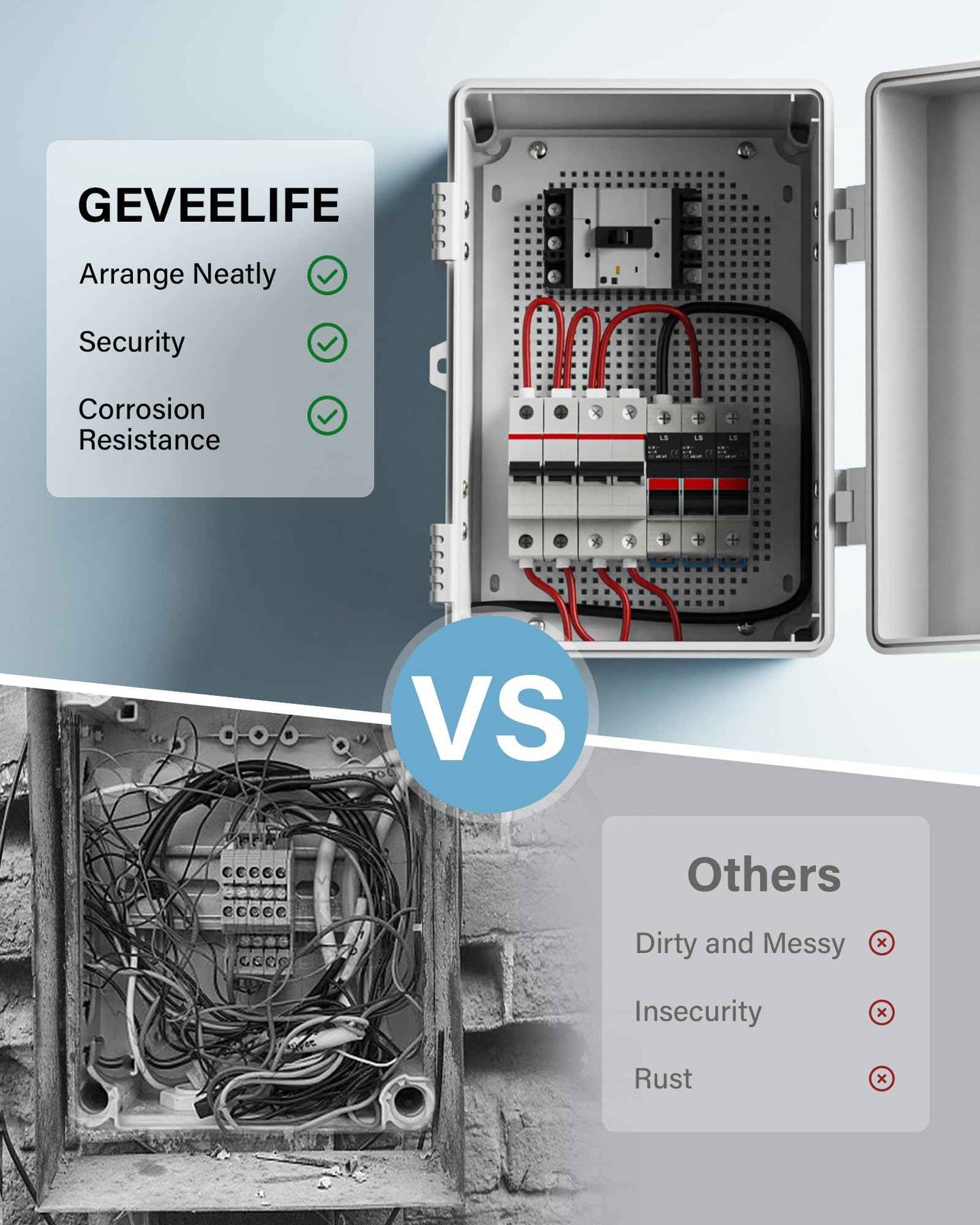 Waterproof Junction Box ABS Plastic, Outdoor Electrical Box IP67 Hinged Cover Project Box with Mounting Plate Wall Brackets and 2 Cable Glands, Grey Electrical Enclosure 8.7"x6.7"x4.3"