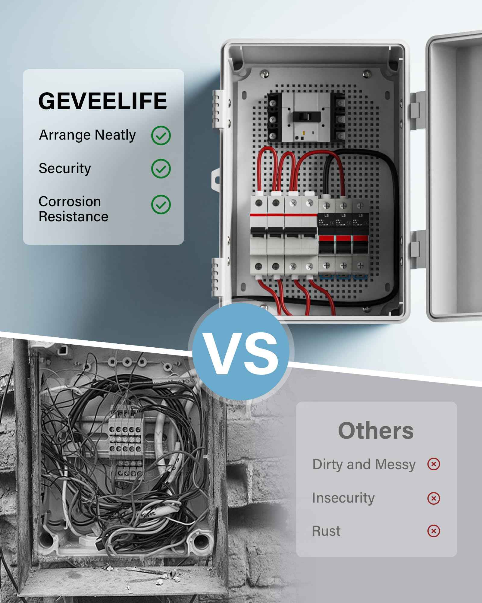 Waterproof Junction Box ABS Plastic, Outdoor Electrical Box IP67 Hinged Cover Project Box with Mounting Plate Wall Brackets and 2 Cable Glands, Grey Electrical Enclosure 8.7"x6.7"x4.3"
